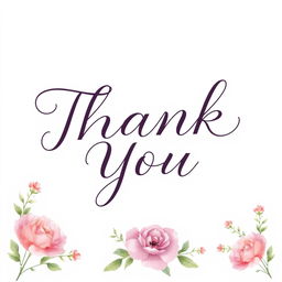 A beautifully designed thank you card with elegant calligraphy that reads 'Thank You'