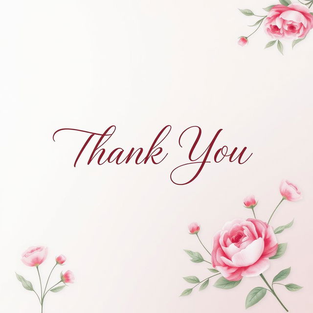 A beautifully designed thank you card with elegant calligraphy that reads 'Thank You'