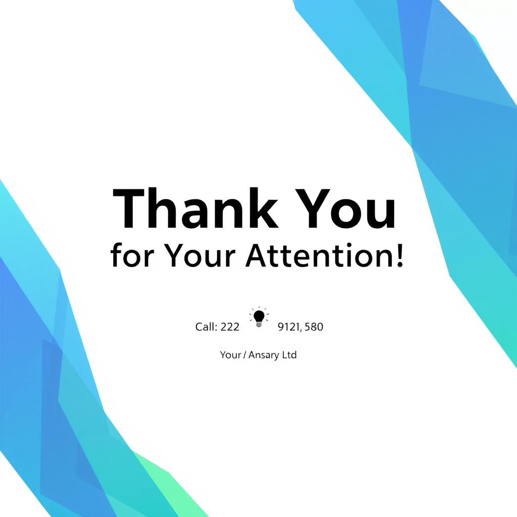 A thank you page for a presentation featuring a clean and professional layout designed to convey appreciation for the audience's attention