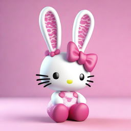 A high-quality 3D render of Hello Kitty reimagined as a bunny