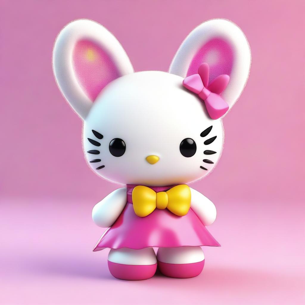 A high-quality 3D render of Hello Kitty reimagined as a bunny