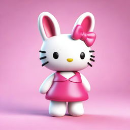 A high-quality 3D render of Hello Kitty reimagined as a bunny