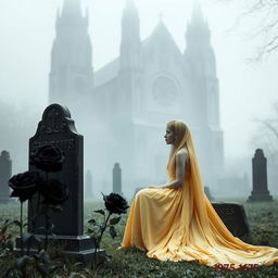 A hauntingly beautiful scene of Bristol Cathedral looming in the background, shrouded in frosty fog