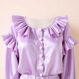 A beautifully designed lilac blouse adorned with shimmering pearls