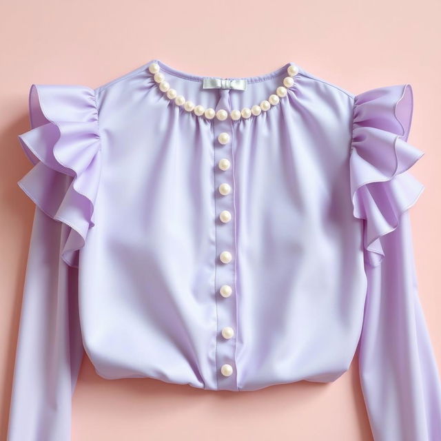 A beautifully designed lilac blouse adorned with shimmering pearls