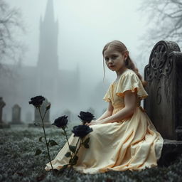 A hauntingly beautiful scene featuring Bristol Cathedral in the background, enveloped in a delicate frosty fog