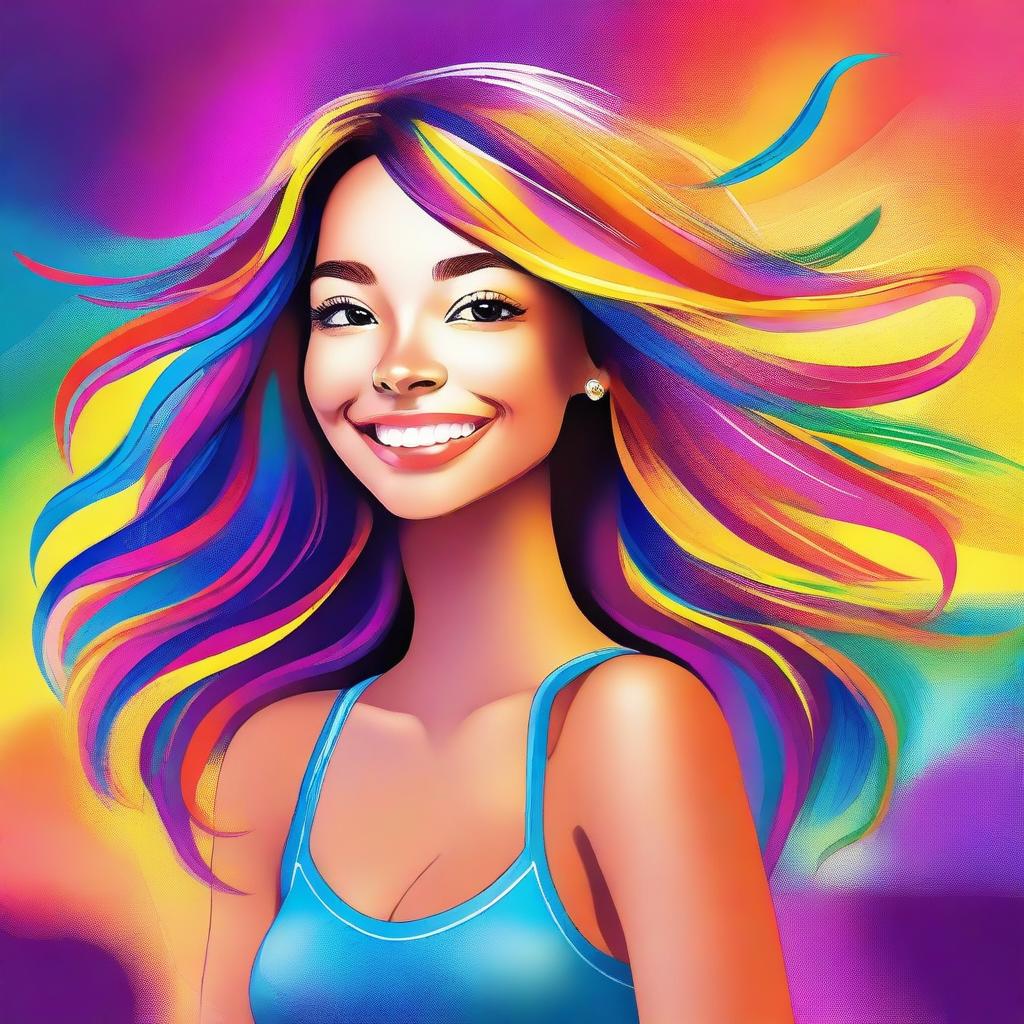 A high-quality digital art image of a cute, young woman