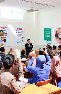 A scene depicting a training session for new members of PMII (Indonesian Muslim Student Association)