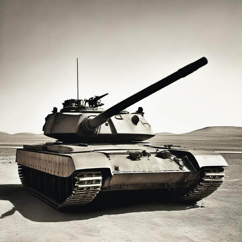 A high-quality, vintage-style photograph of a 1972 military tank