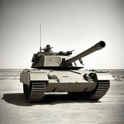 A high-quality, vintage-style photograph of a 1972 military tank