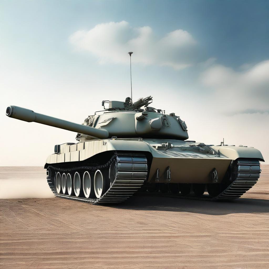 A high-resolution digital art representation of a T-72 tank, depicted in a realistic style