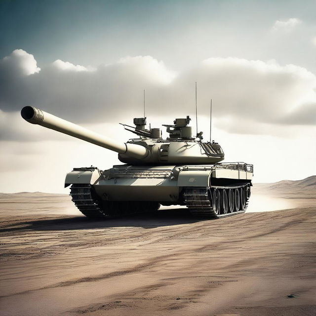 A high-resolution digital art representation of a T-72 tank, depicted in a realistic style