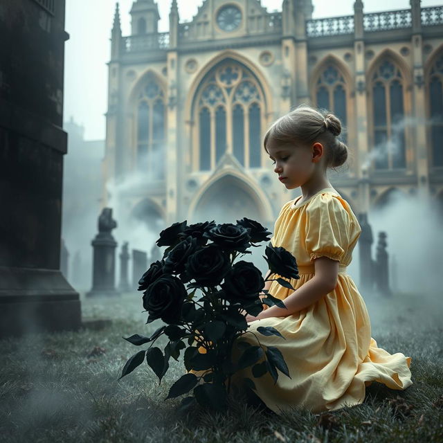 A captivating scene set at Bristol Cathedral, showcasing its majestic Gothic architecture in the background