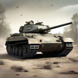 A high-quality digital art image featuring a Nashorn tank destroyer, depicted in a realistic style