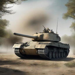 A high-quality digital art image featuring a Nashorn tank destroyer, depicted in a realistic style