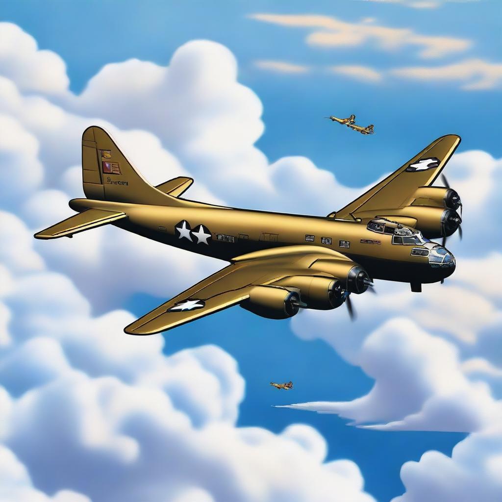 A high-quality digital art image of a B-17 bomber, rendered in a realistic style