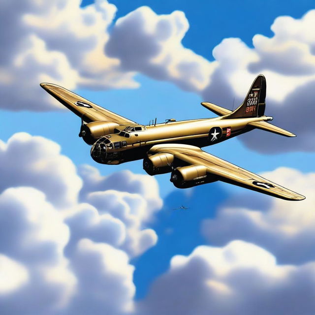 A high-quality digital art image of a B-17 bomber, rendered in a realistic style