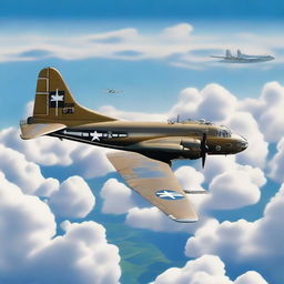 A high-quality digital art image of a B-17 bomber, rendered in a realistic style