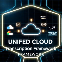 A futuristic, tech-inspired visual for a blog post titled 'Unified Cloud Transcription Framework'