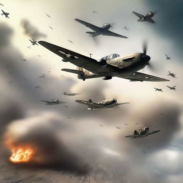 A high-quality digital art image depicting a World War II air battle