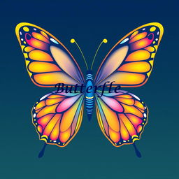 A beautifully intricate logo design inspired by butterflies, featuring vivid colors like deep blues, bright yellows, and soft pinks
