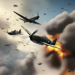 A high-quality digital art image depicting a World War II air battle