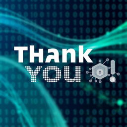 A creative thank you graphic that incorporates elements of the hashing algorithm theme