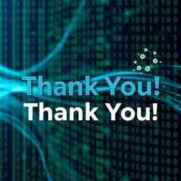 A creative thank you graphic that incorporates elements of the hashing algorithm theme