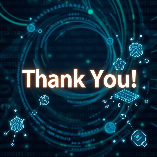 A visually engaging thank you graphic that merges the concept of hashing algorithms with artistic visualization