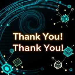 A visually engaging thank you graphic that merges the concept of hashing algorithms with artistic visualization