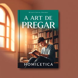 A modern and elegant eBook cover design for "A Arte de Pregar – Homilética" that appeals to a young audience