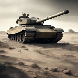 A high-definition digital art image of a Tiger tank, illustrated in a realistic style