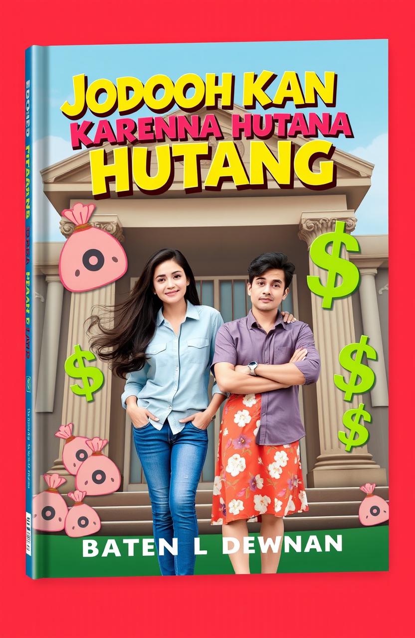 A book cover design featuring a romantic comedy theme