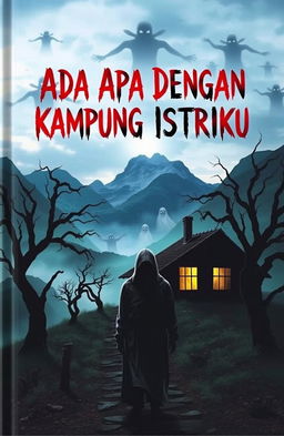 A mysterious horror book cover titled 'Ada Apa Dengan Kampung Istriku'