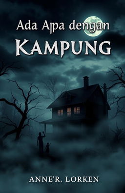 Book cover design for a horror novel titled 'Ada Apa dengan Kampung Istriku', featuring a dark, eerie village shrouded in fog