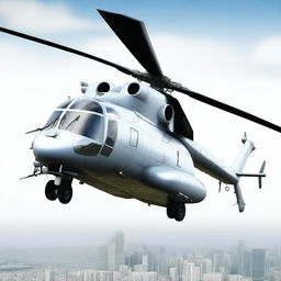 A high-quality digital art image of a Mil Mi-8 helicopter, displayed in a realistic style