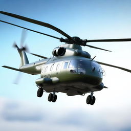 A high-quality digital art image of a Mil Mi-8 helicopter, displayed in a realistic style