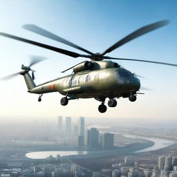 A high-quality digital art image of a Mil Mi-8 helicopter, displayed in a realistic style