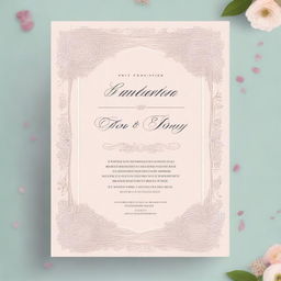 A high-quality digital art rendering of a wedding invitation template