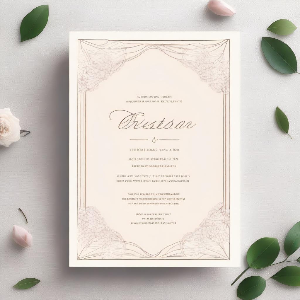 A high-quality digital art rendering of a wedding invitation template