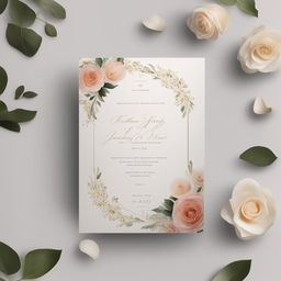 An advertisement for a wedding invitation template, featuring a beautiful mockup of the template and text promoting its features and benefits