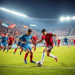 A dynamic football scene capturing an intense moment during a game