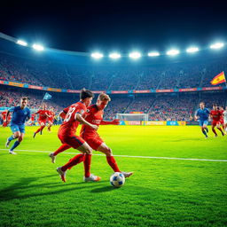 A dynamic football scene capturing an intense moment during a game