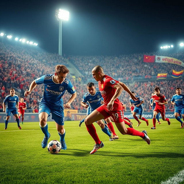 A dynamic football scene capturing an intense moment during a game