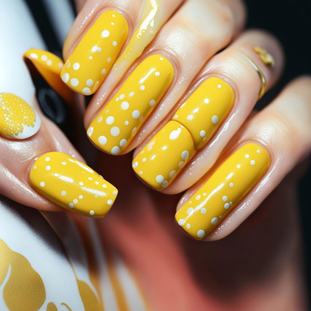 This high-quality digital art image showcases a set of oval-shaped nails painted in a lighter, pastel yellow color