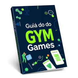 A vibrant and modern eBook cover for a guide titled 'Guia do Gym Games', designed to exude energy, motivation, and focus on the fitness universe