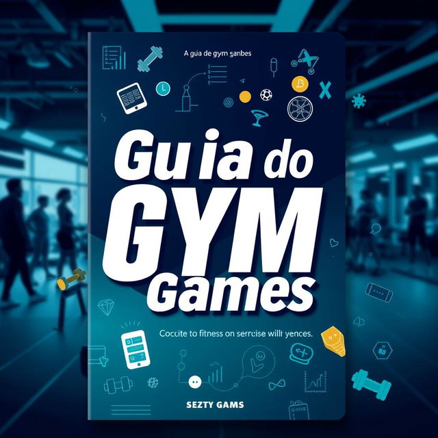 A vibrant and modern eBook cover for a guide titled 'Guia do Gym Games', designed to exude energy, motivation, and focus on the fitness universe