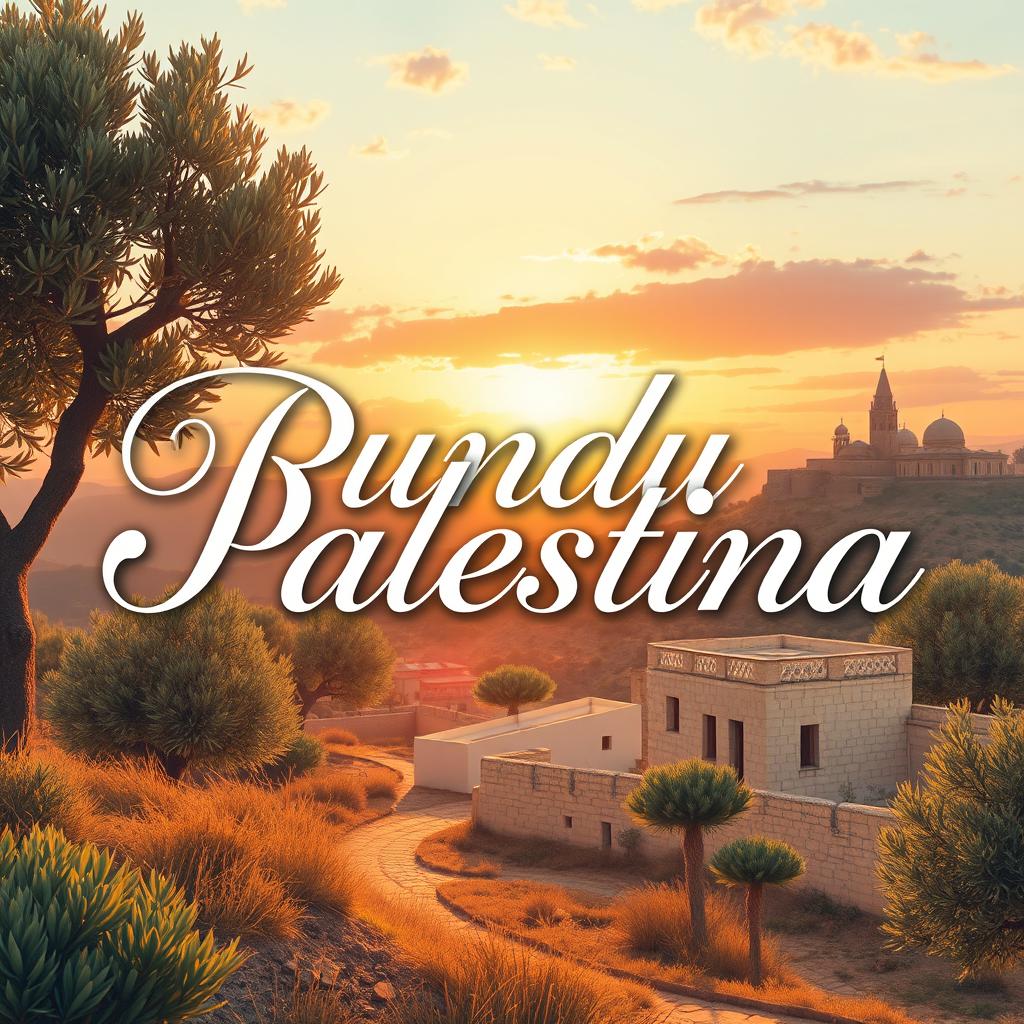 An artistic representation featuring the words 'Rindu Palestina' in elegant, flowing typography