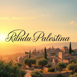 An artistic representation featuring the words 'Rindu Palestina' in elegant, flowing typography