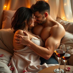 A sensual representation of a couple entwined in a passionate embrace, showcasing deep intimacy and connection